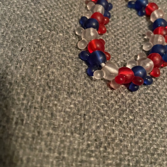 DISNEY MICKEY MOUSE BEAD RED WHITE BLUE BRACELET ELASTIC STRING - Picture 2 of 3